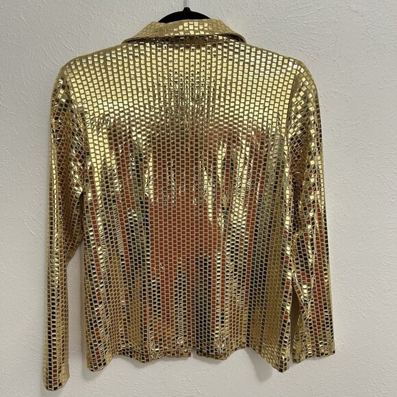 Exclusively Misook Gold Paliette Zip Front Collared Long Sleeve Jacket Size PXXS - Picture 6 of 9